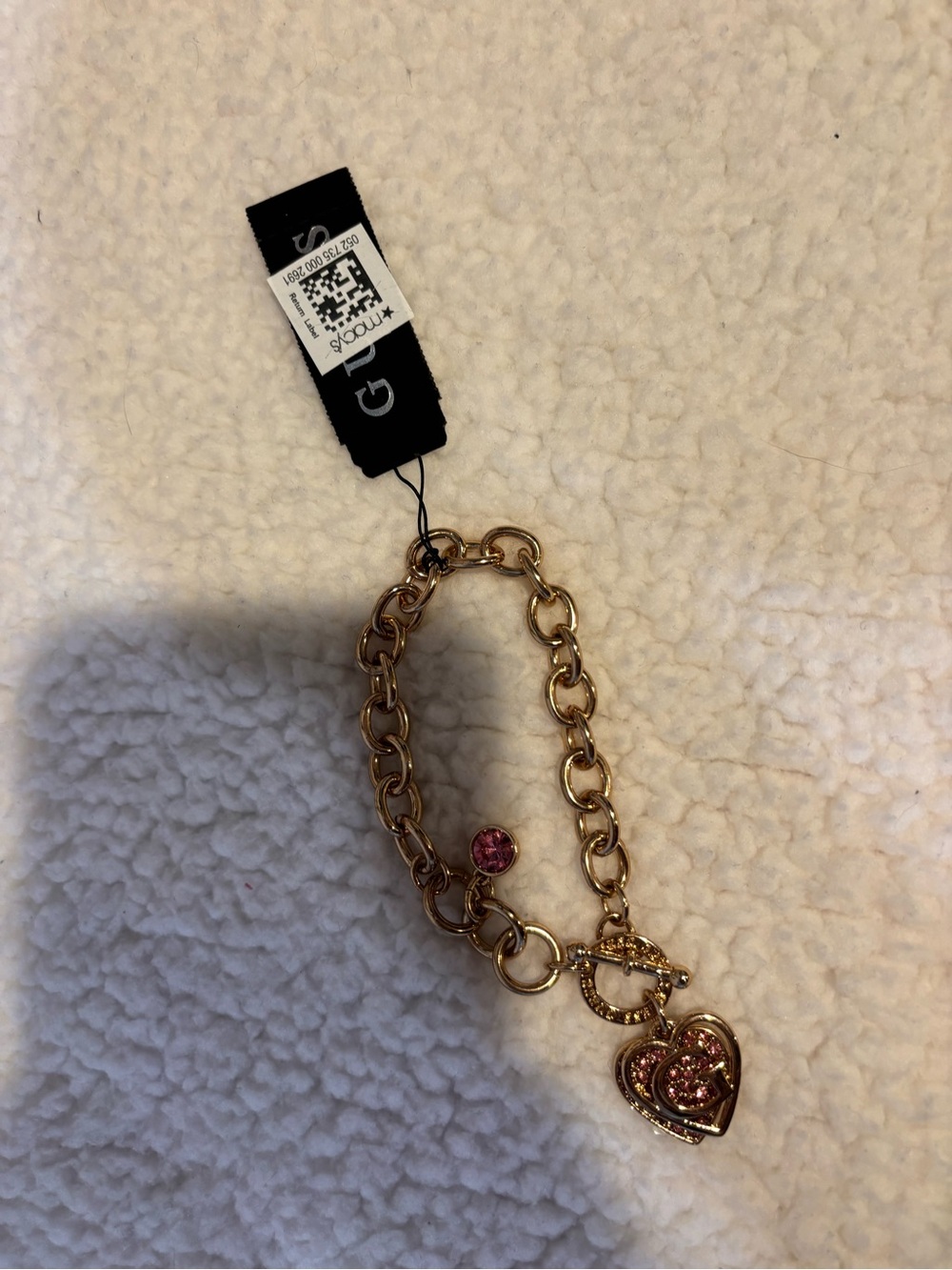 Guess Gold Heart Charm Bracelet